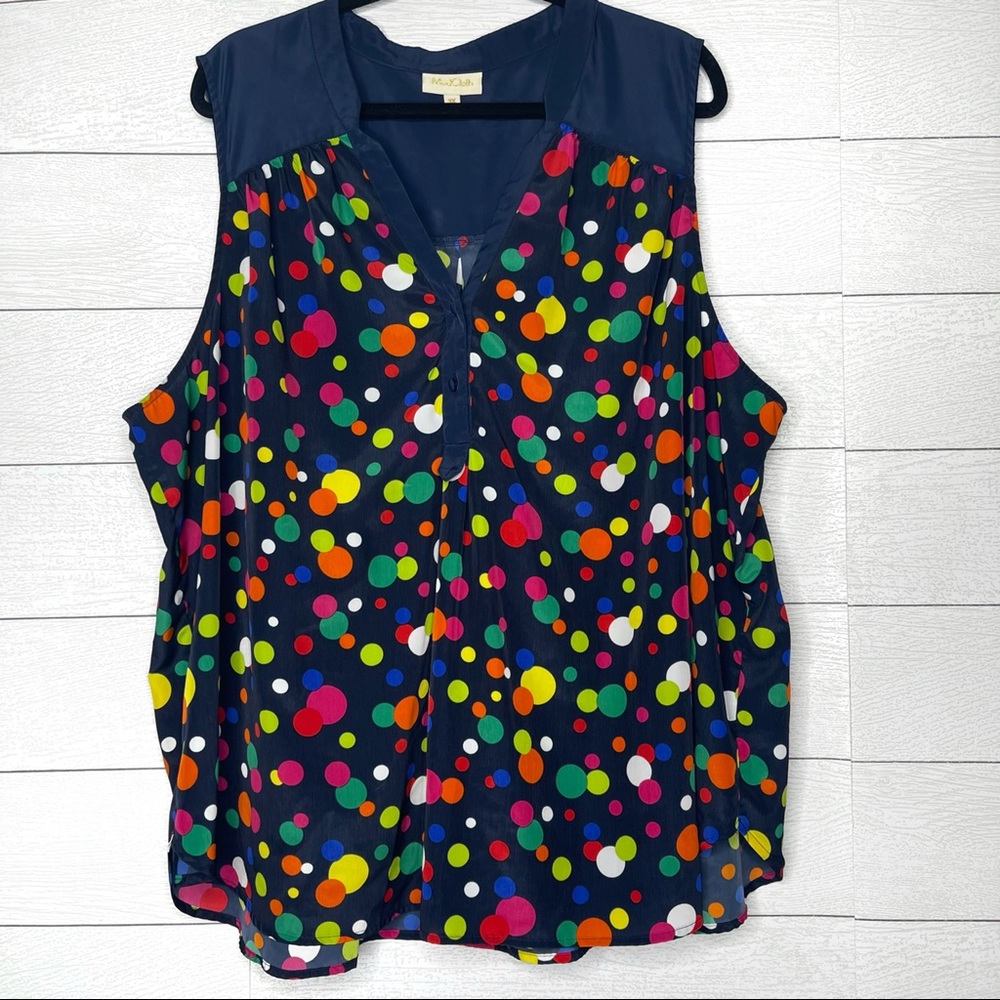 Modcloth Navy Polka Dot Sleeveless Blouse
